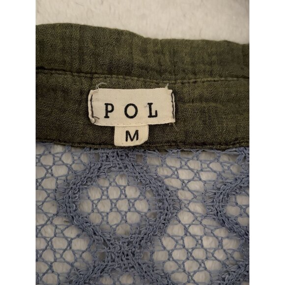 POL Anthropologie Gauzy Lace Button Up Shirt Shacket Boho Oversized Size Medium - Picture 3 of 8